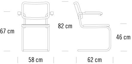 Thonet Кресло с консольной сеткой и подлокотниками S 32 / s 64 sun-id-1495202 - Вид №1