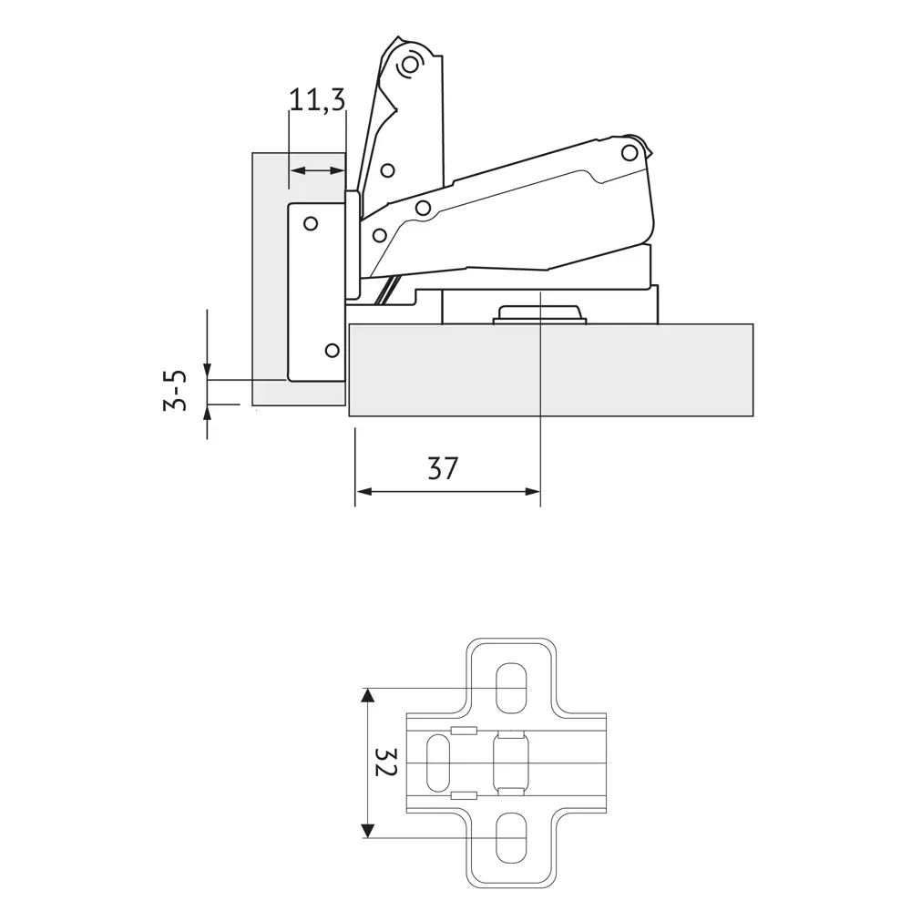 Петля мебельная угловая 1650 MF, Slide-on, 60 мм, сталь 82924166 STLM-2055952 Santreyd  - Вид №3