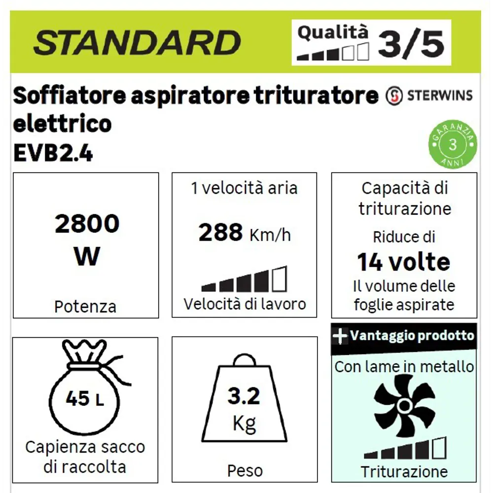 84572648 Пылесос садовый электрический Sterwins 3000 Вт STLM-0052004  - Вид №18