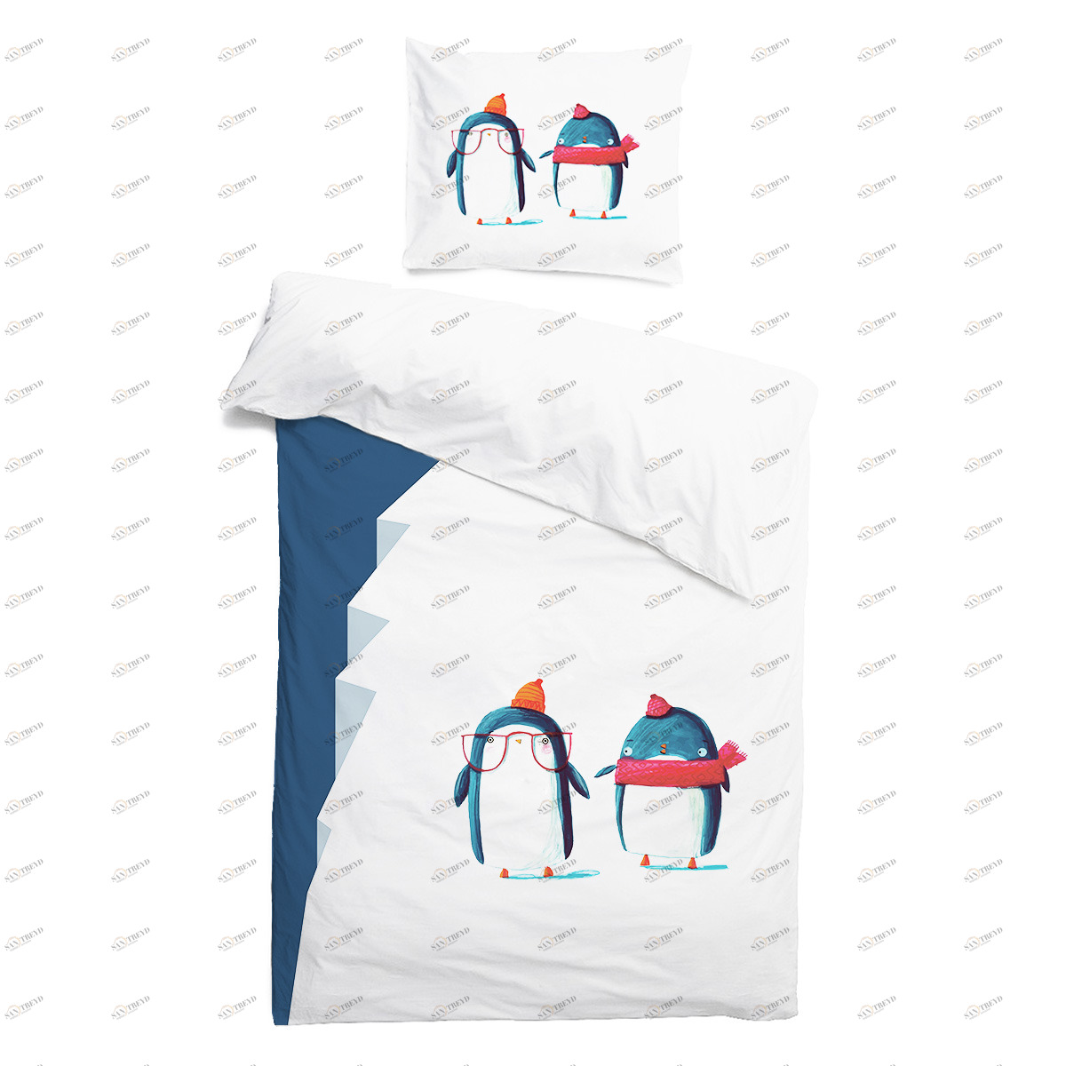 Комплект детского постельного белья "Пингвины" VAMVIGVAM  282106 Белый;синий Santreyd 
