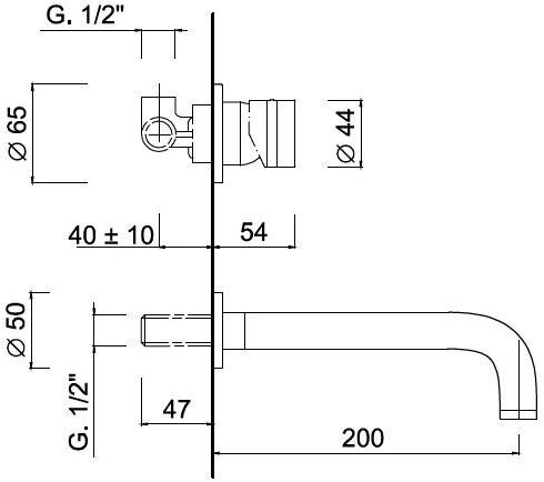 Rubinetteria Giulini Смеситель для раковины, настенный, однорычажный, на 2 отверстия Myring Fmr0020 - Вид №1