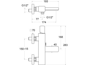 Однорычажный настенный смеситель для ванны