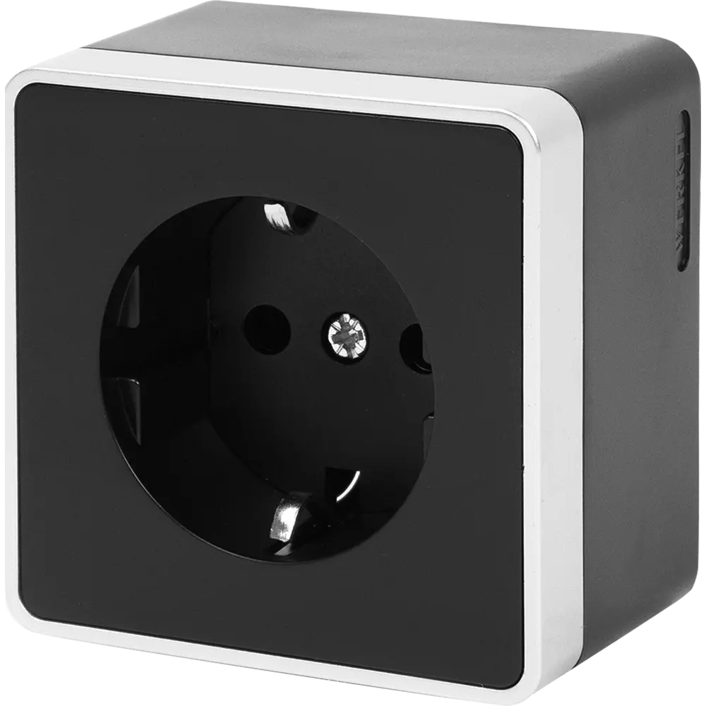 Розетка накладная WERKEL Gallant с заземлением - черный матовый корпус с хромированной отделкой 82063364 STLM-1112678 - Вид №1