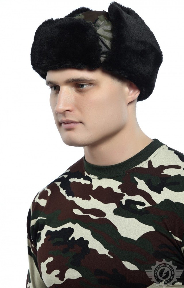 61509 Шапка-ушанка камуфляж зеленая  Камуфляжная форма  размер 57 Спецодежда  - Вид №2