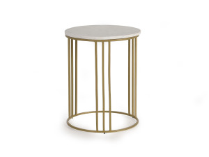 Высокий круглый мраморный журнальный столик