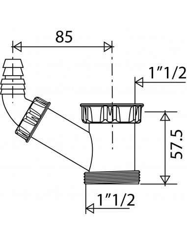 779000 001 00  Промежуточное соединение для розетки стиральной машины под раковину, белый пластик Valentin Белый  - Вид №2