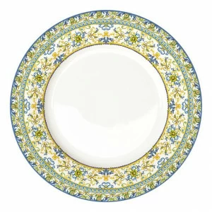 Тарелка фарфоровая белая с зеленым обеденная "Капри" EASY LIFE КАПРИ 00-3946990 Белый;зеленый