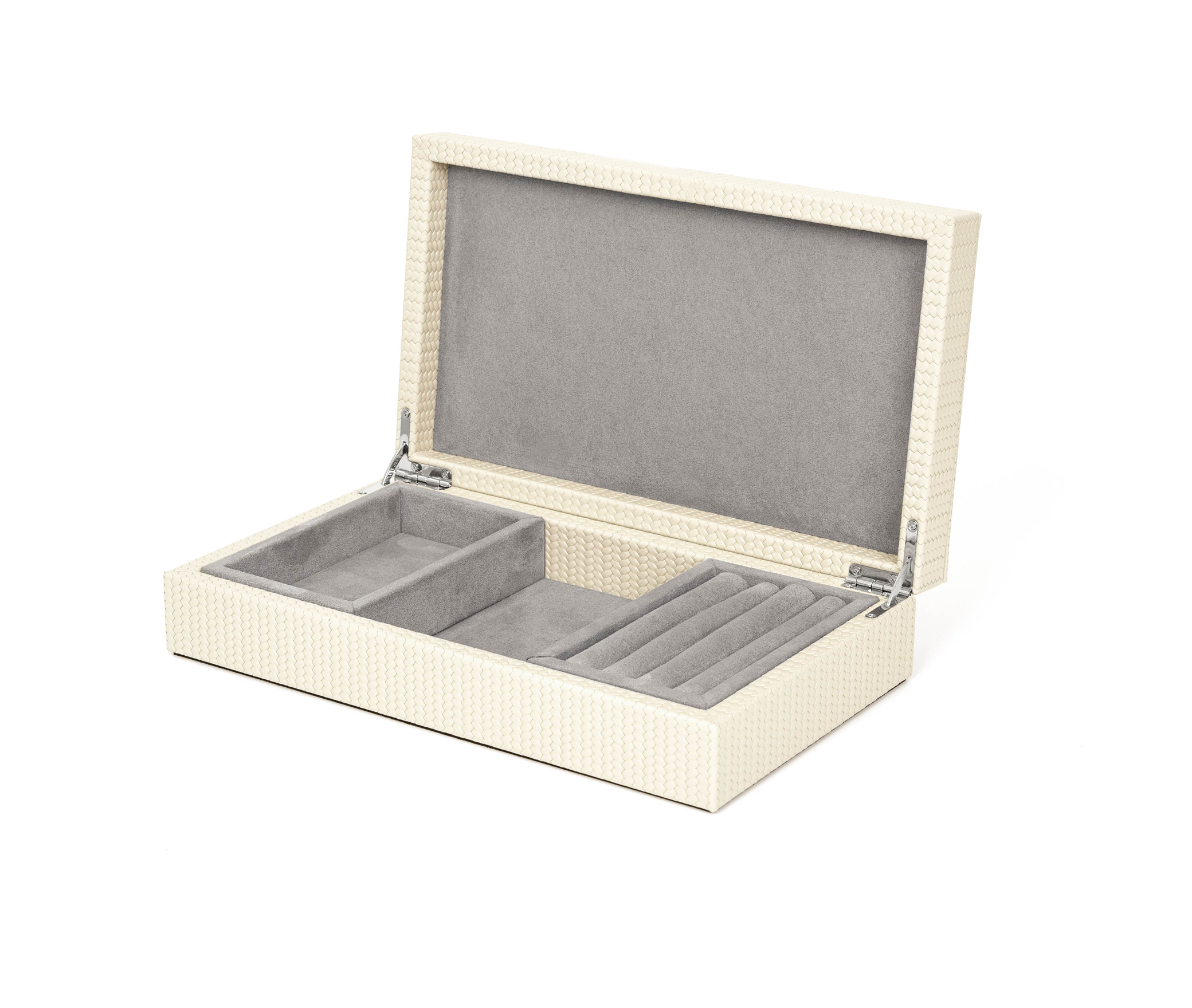 Кожаная шкатулка для драгоценностей - 34,5X24,6XH12 см / тканая кожа_кремовый Pinetti 00.1299.061.027