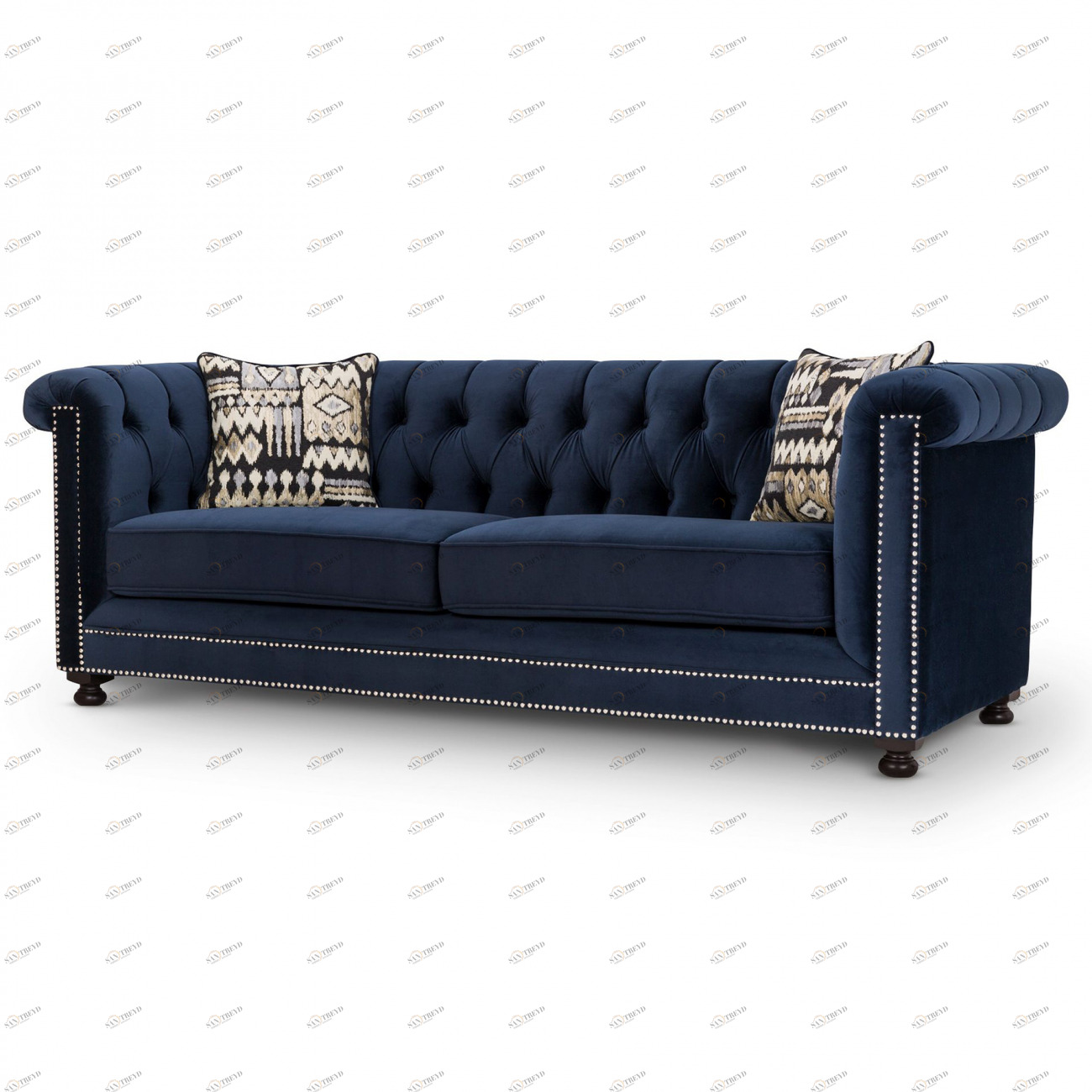 Диван прямой синий с капитоне Hickory KELLY LOUNGE ДИЗАЙНЕРСКИЕ 210975 Синий 