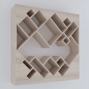 Стеллаж деревянный для книг беленый дуб "Геометрия" от Odingeniy ODINGENIY ГЕОМЕТРИЯ 178301 Бежевый