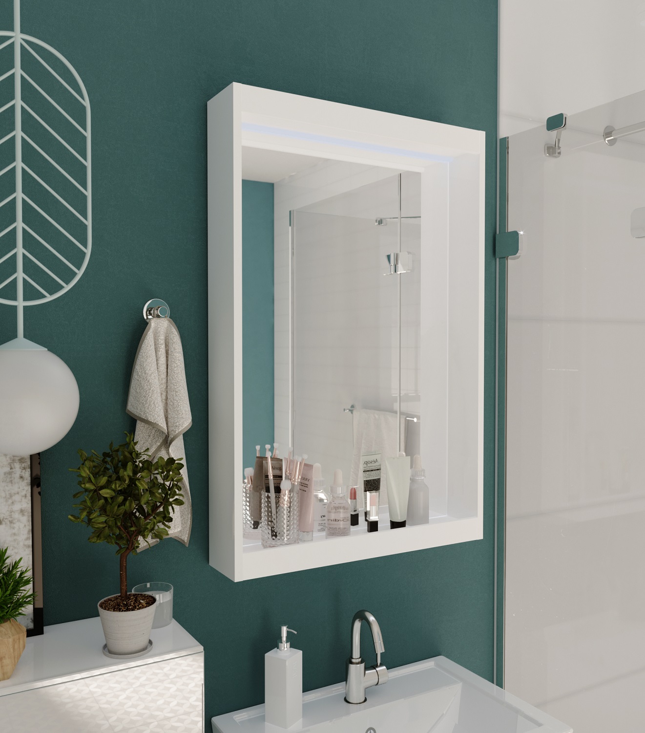 У83226 Зеркало Aris 60 Белый глянец 1 Marka Aris