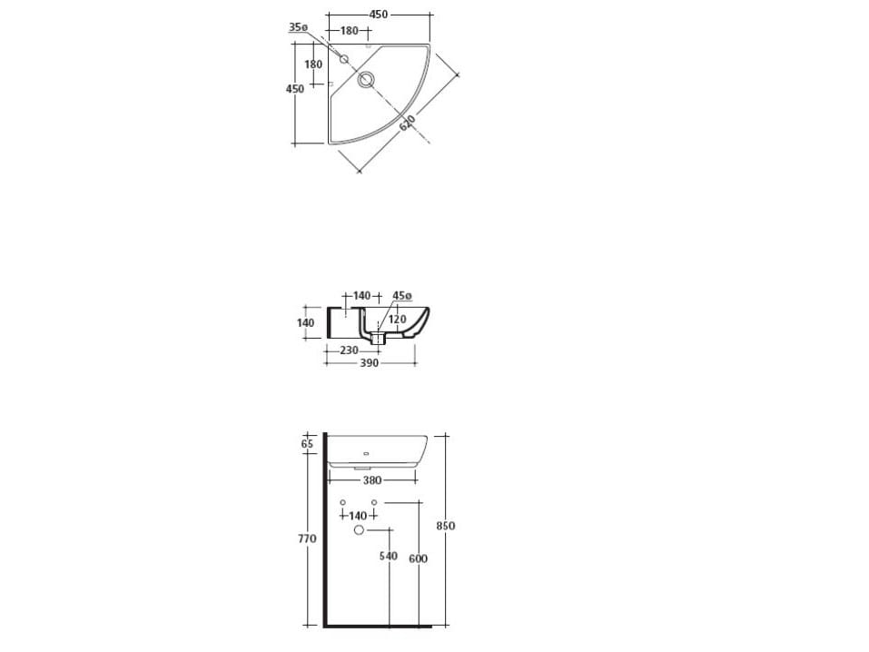 Керамическая угловая раковина Galassia EDEN ARCH-00054081 - Вид №2