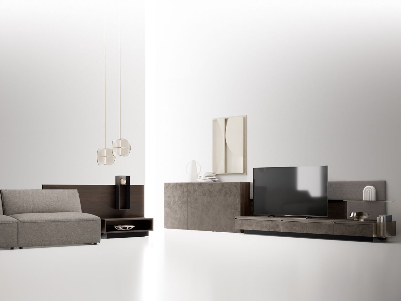 Деревянная секционная оборудованная стена с мягкой панелью Santalucia Mobili Scacco ARCH-00052936 - Вид №1