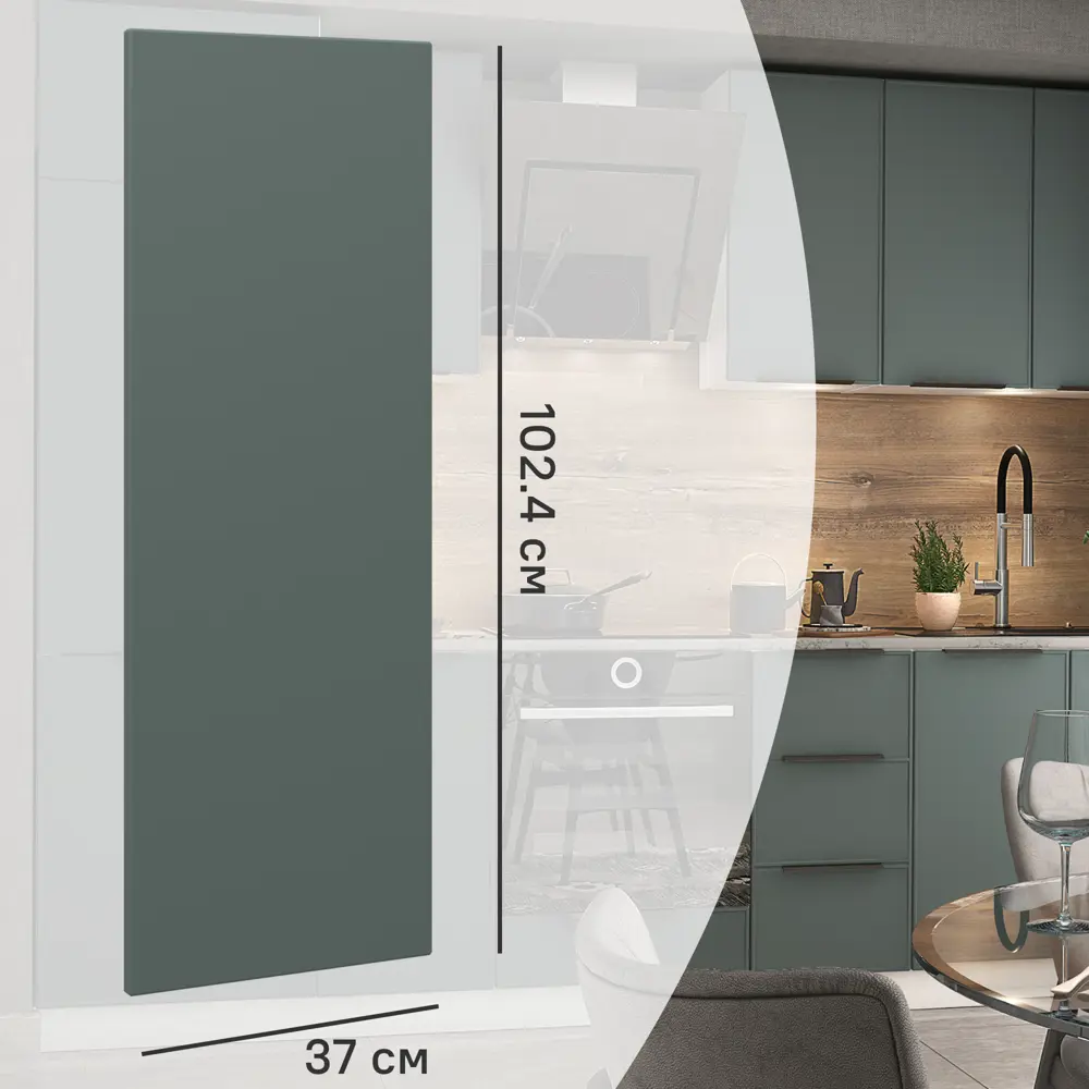 Фальшпанель для кухонного шкафа Инта 37x102 см KONSENSA МДФ цвет зеленый 89417914 STLM-2113305 Инта зелёная