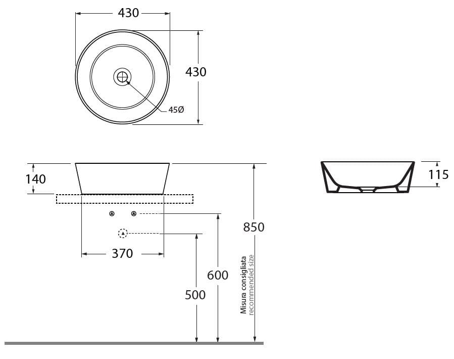Керамическая раковина с одной круглой столешницей Azzurra Ceramica форма ARCH-00088032 - Вид №7