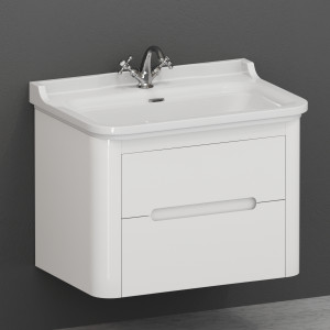 925630 База для раковины подвесная 80см с двумя ящиками из лакированного дерева, цвет Белая глазурь Kerasan Waldorf Италия