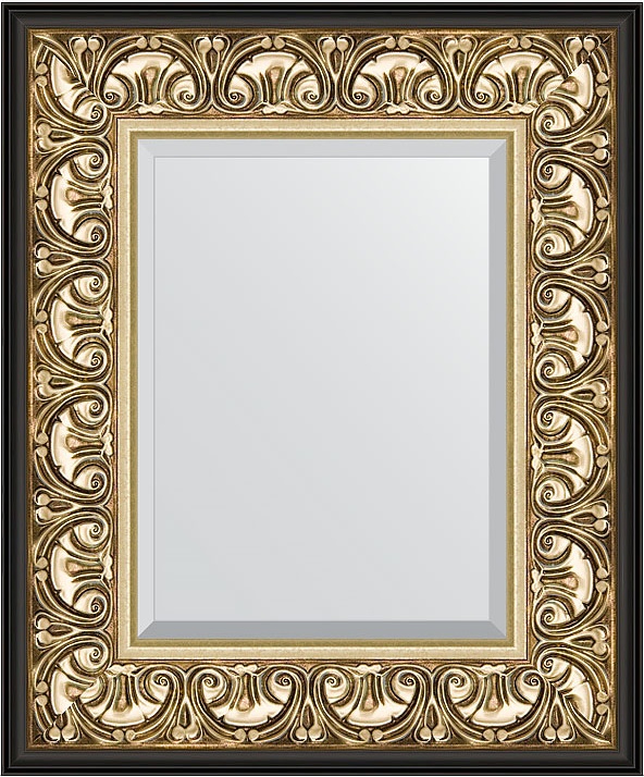 BY 1373 Зеркало с фацетом в багетной раме - барокко золото 106 mm EVOFORM Exclusive