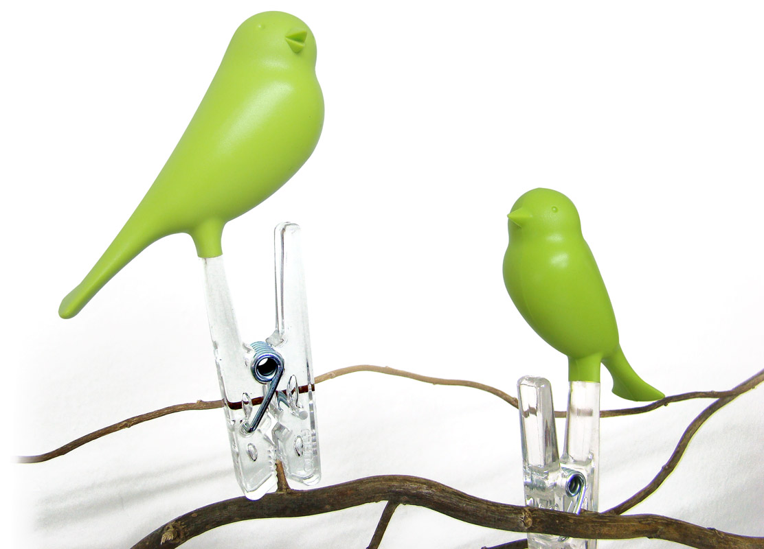 QL10066-GN Прищепки sparrow 4 шт. зеленые Qualy  - Вид №1