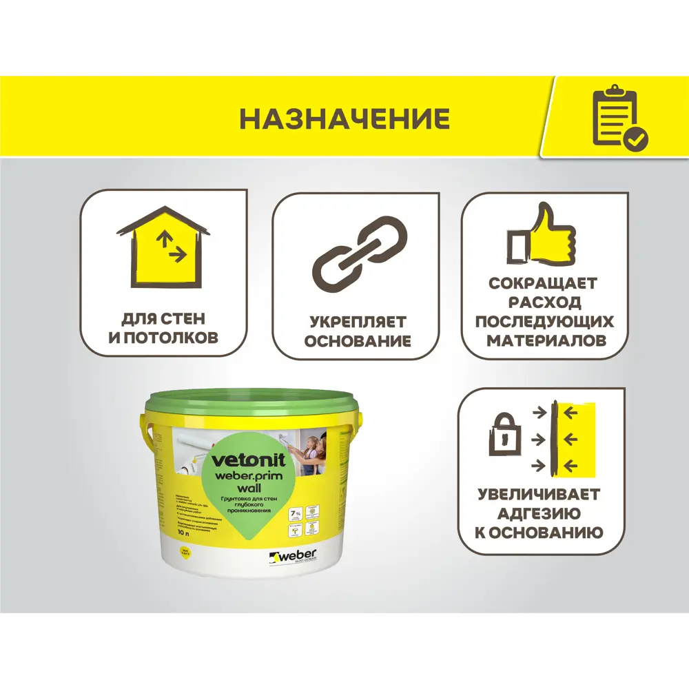 Грунтовка глубокого проникновения Vetonit Prim Wall для стен 10 л STLM-2123125 - Вид №2