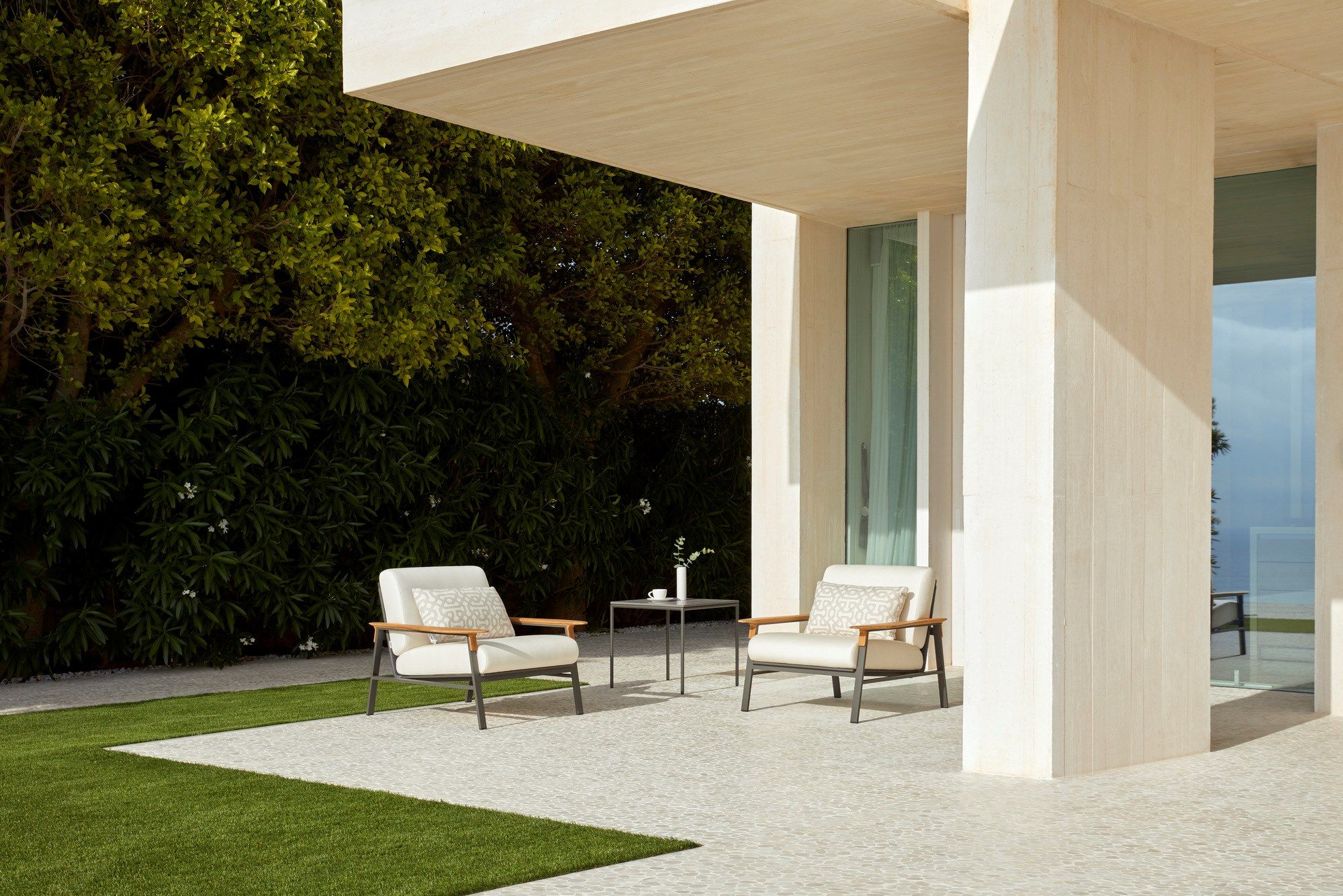 Тканевое садовое кресло с подлокотниками POINT город ARCH-00015423