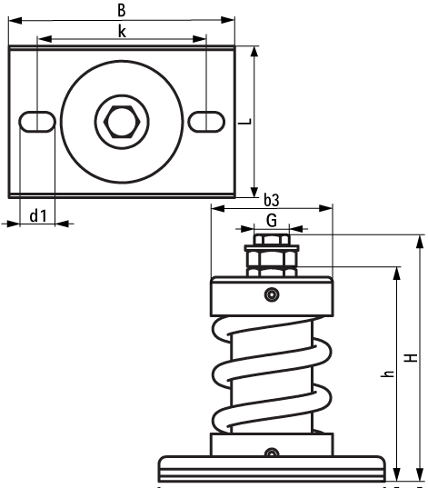 2801904000 VibraTek® MS-1X-CBL Spring Mount high performance spring isolator for use with A-L1 welding bracket and concrete inertia base frames walraven  - Вид №1