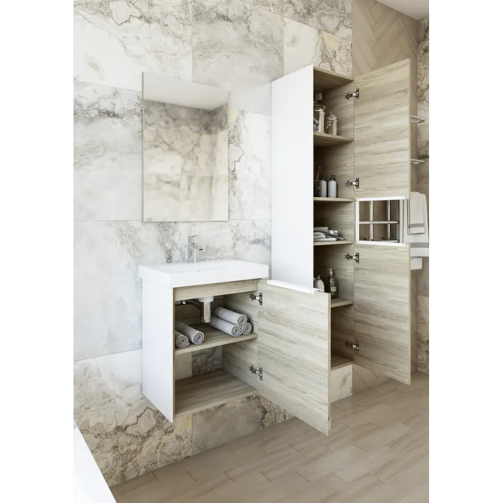 Тумба подвесная под раковину Sanflor Барселона 50 цвет дуб белый сонома STLM-2182652 - Вид №4