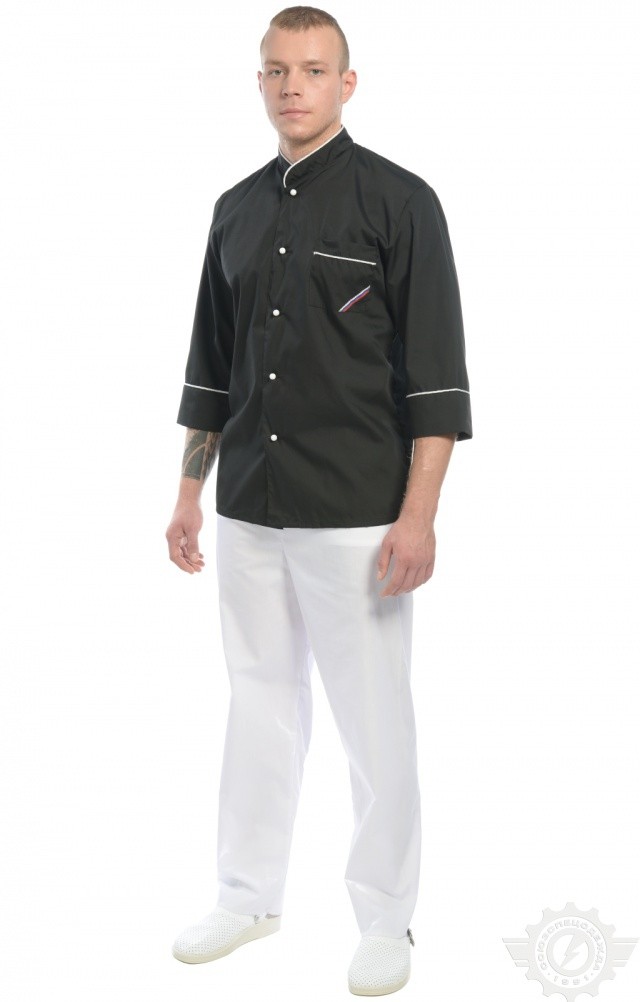 69100 Куртка поварская "Люкс-Лайт" черная  Повар  размер 44-46/170-176 Спецодежда  - Вид №6
