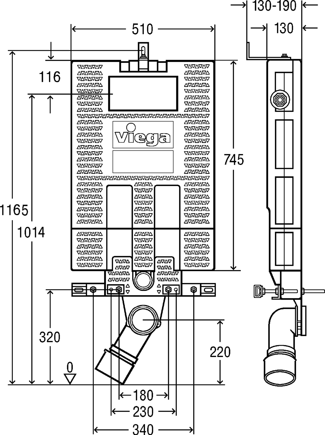 Системная техника  Viega Mono  Блоки скрытого монтажа для унитазов  Спереди VIEGA 606 732 Модель 8310.2 Santreyd  - Вид №2