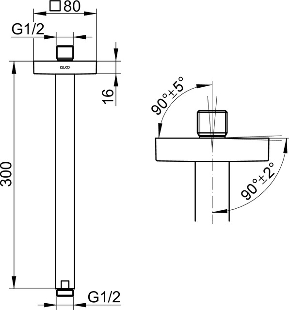53089070302 Душевой кронштейн DN 15 KEUCO Brausen und Brausezubehör - Вид №11