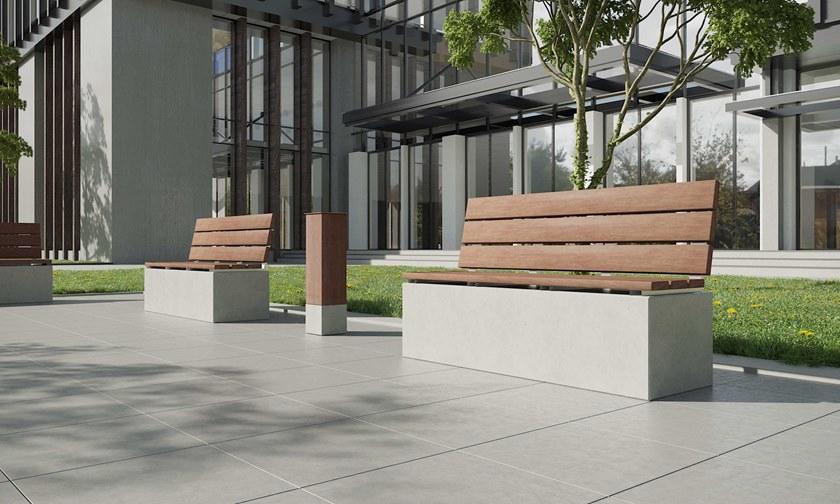 CO33 Бетонная скамья со спинкой Angulus Gb3.r3 - Вид №1