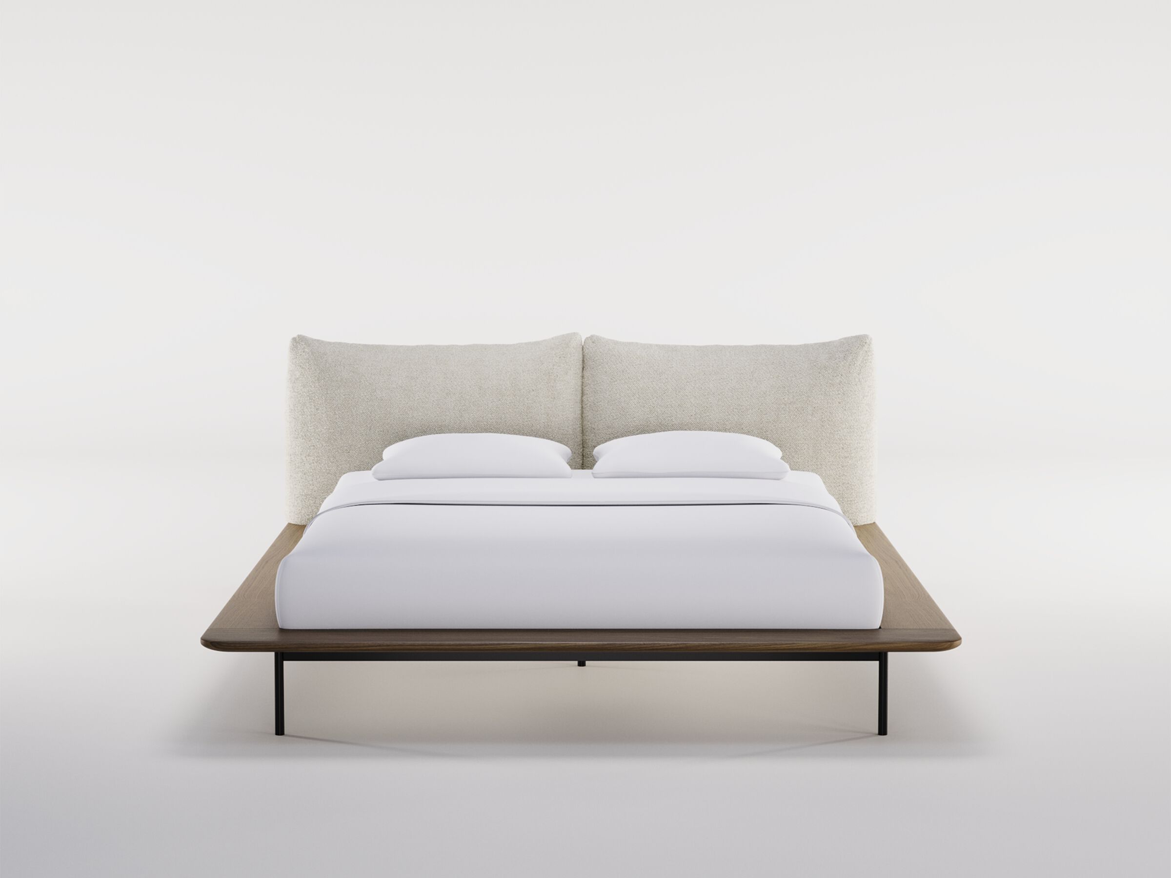 Двуспальная кровать из грецкого ореха с мягким изголовьем Wewood PLATFORM ARCH-00032088 - Вид №1
