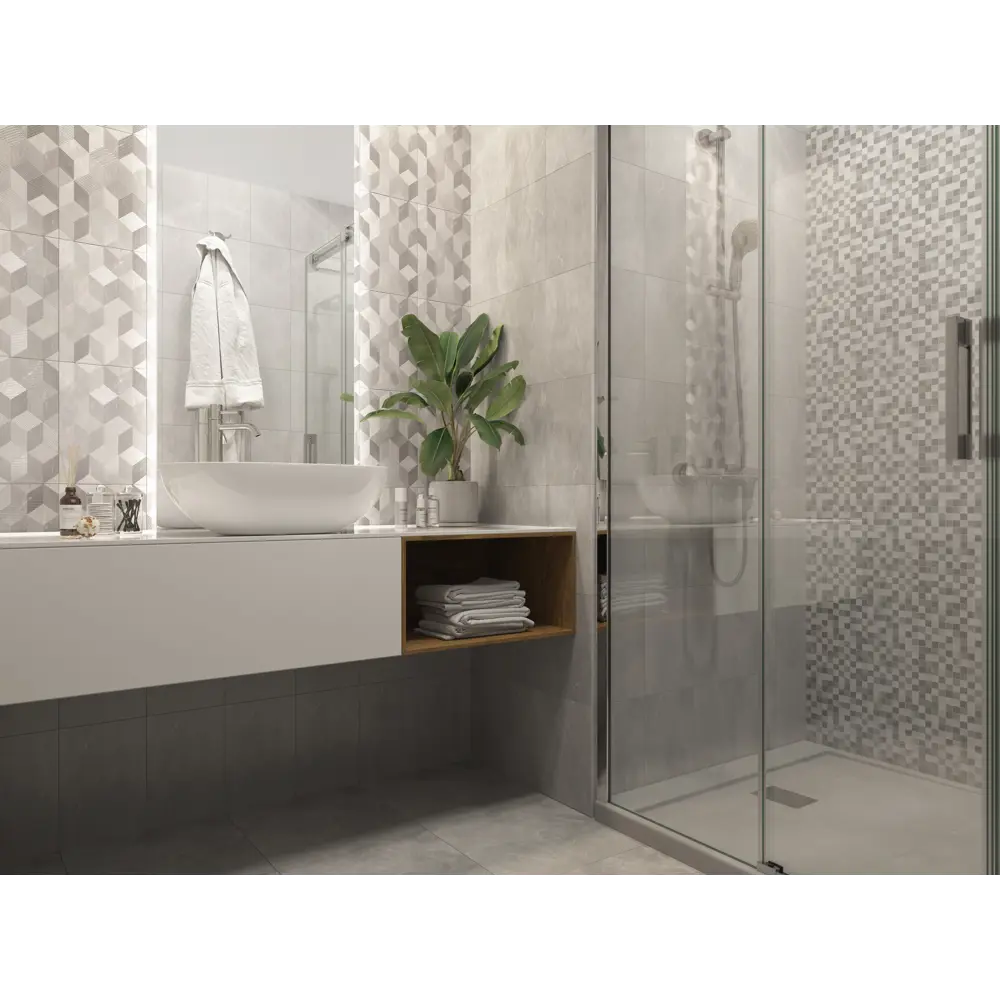 82864591 Декор настенный Шахтинская Плитка Дора 20x30 см глянцевый цвет серый геометрия STLM-0944908  - Вид №3