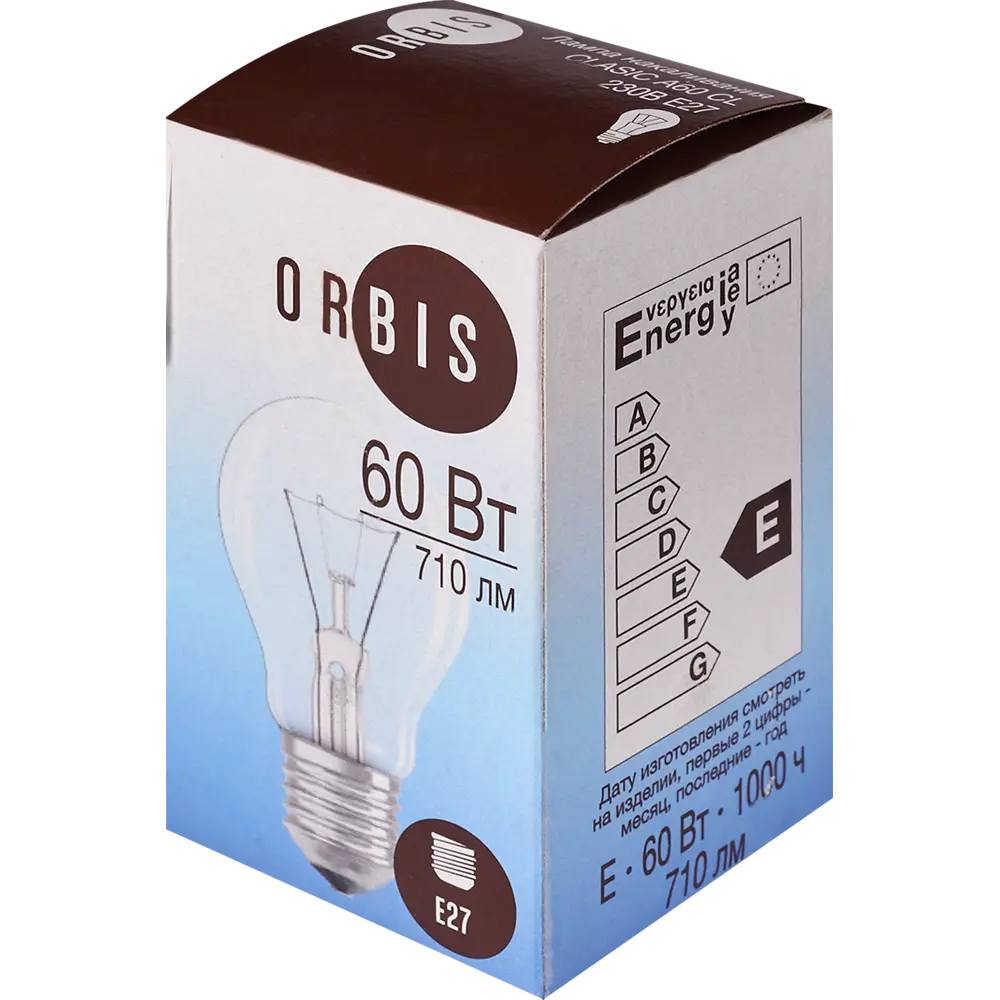 Лампа накаливания Orbis Е27 230 В 60 Вт груша прозрачная 710 лм 84856960 STLM-2140213 Santreyd  - Вид №2