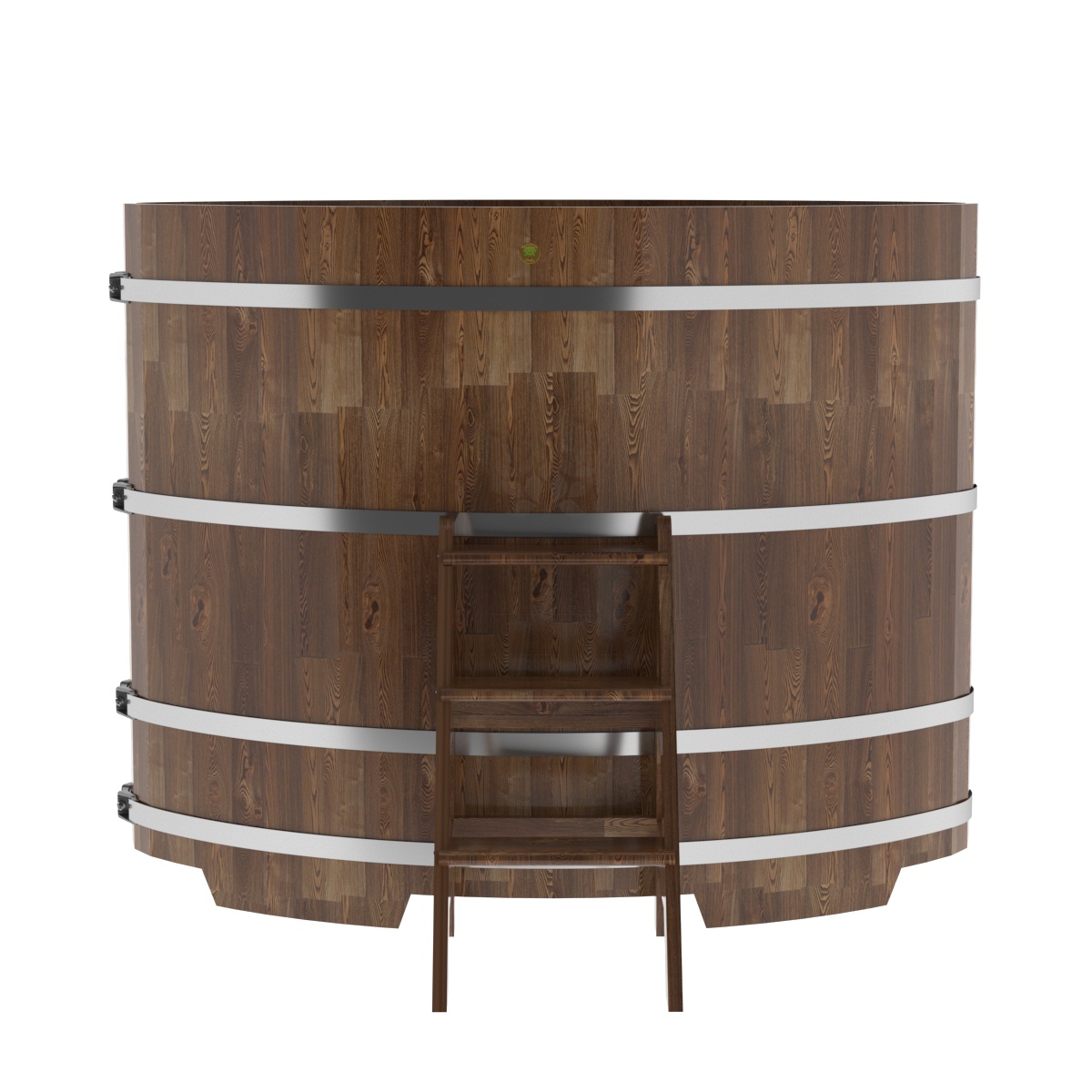 1544 Купель овальная из сращенных ламелей лиственницы 1,08х1,75х1,4 морёная Alyarus  - Вид №3