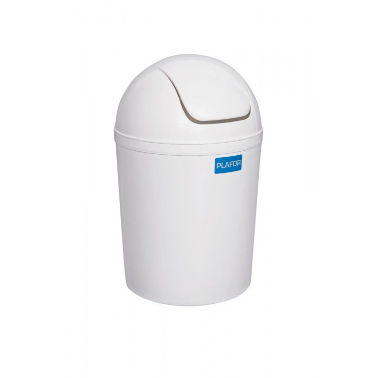 506-02 PLAFOR Бак для мусора пластиковый, с качающейся крышкой, обьем 5 л. 15 л. 15 л. Белый 