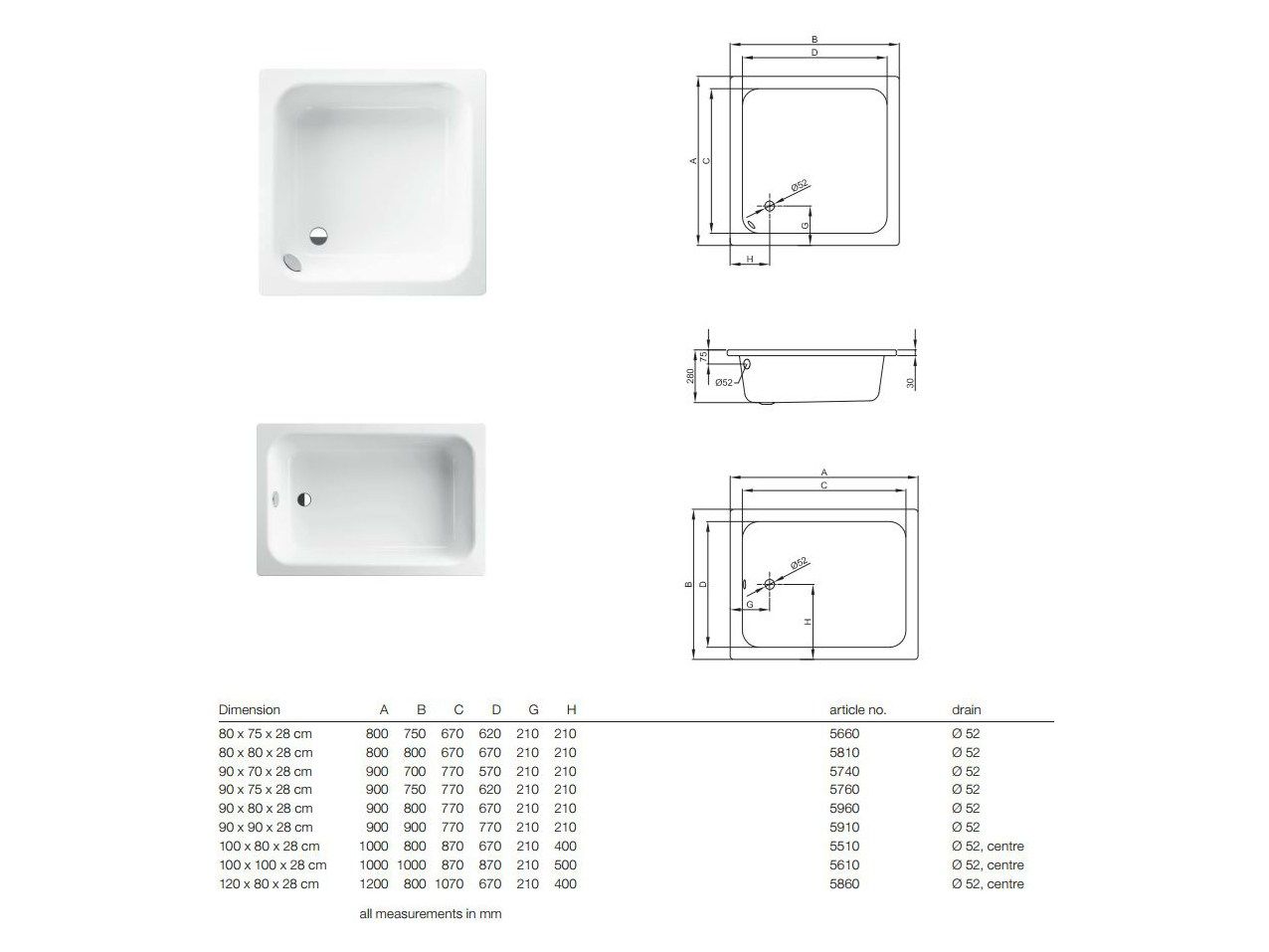 Прямоугольный эмалированный стальной поддон для душа Bette BETTEQUINTA ARCH-00049274 - Вид №2