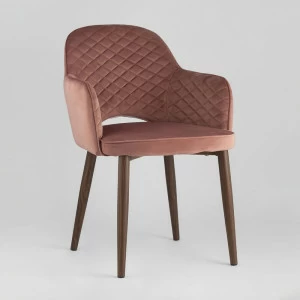 Стул с подлокотниками мягкий пыльно-розовый вельветовый "Венера диамант" STOOL GROUP ДИЗАЙНЕРСКИЕ 00-3881942 Розовый;серый