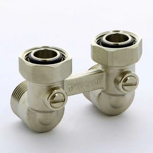 Узел радиаторный угловой со встроенными кранами с разъемным соединением для двухтрубной системы TIEMME 3/4"х3/4"х18