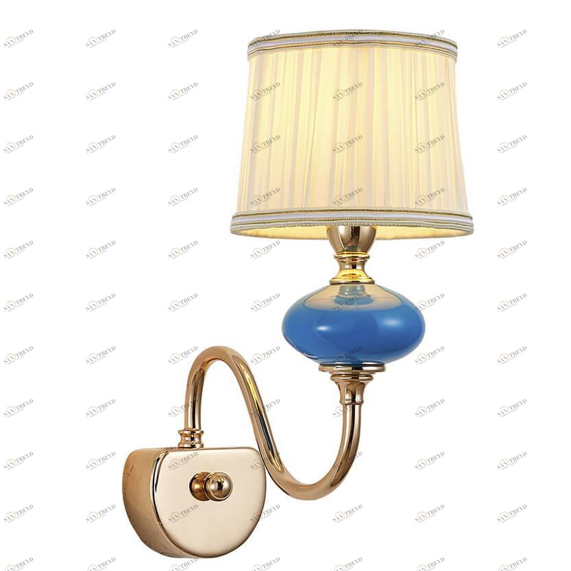 Бра металлическое с абажуром Lumien Hall Макей 1031/1W-GD-PBL-WT LUMIEN HALL МАКЕЙ 00-3929730 Белый;синий 