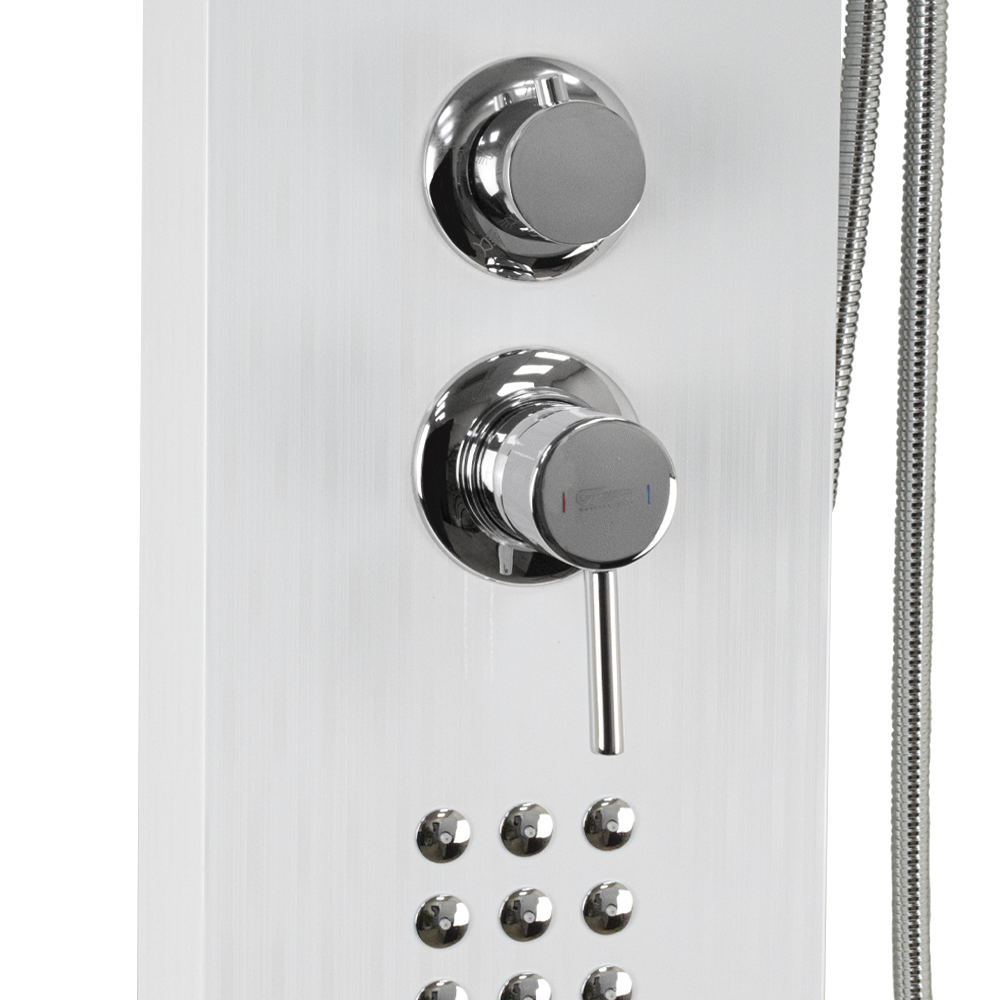 GFmark - Душевая панель - "тропический душ" с двумя лейками, БЕЛЫЙ - ПЛЁНКА, корпус из нержавеющей стали марки 304, код: 5515  - Вид №1