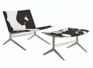 Poliform Кресло из коровьей кожи с подставкой для ног