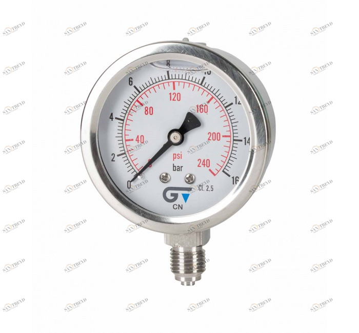 GENEBRE 3814 004 Манометр Ø 63 с глицерином, нижнее соединение, резьба BSP 