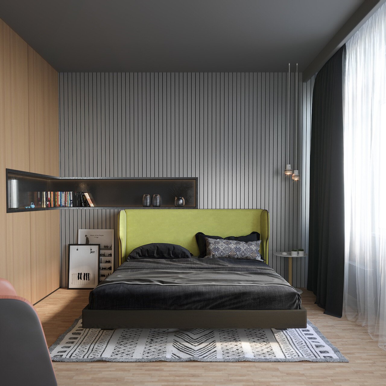 Кровать двуспальная с бортиками 180x200 зеленая Rich BRAGIN DESIGN ДИЗАЙНЕРСКИЕ 256517 Желтый  - Вид №1