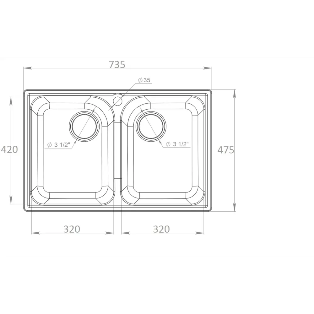 Мойка для кухни врезная KONSENSA 47.5 x 73.5 см глубина чаши 17.5 см кварц цвет белый 89426725 STLM-2166943 Без серии - Вид №6