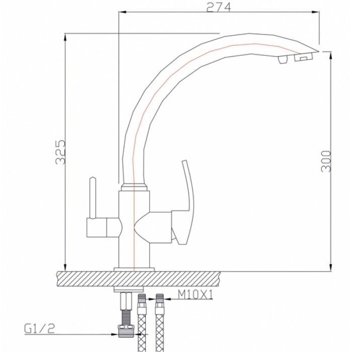 Zorg ZR 314 YF Смеситель для кухни Zorg 325х230 мм  - Вид №2