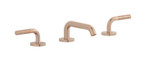 Смеситель для раковины на 3 отверстия с коротким изливом в комплекте с донным клапаном. WE ARE IB vn407oo Brushed Rose Gold Vinile