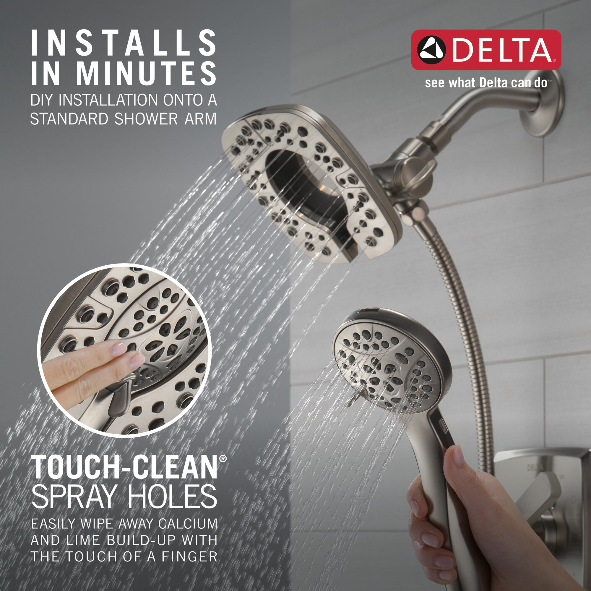 58498-SS In2ition HSSH 1,75 галлона в минуту, 4 настройки Delta Faucet Universal Showering Нержавеющая сталь  - Вид №1