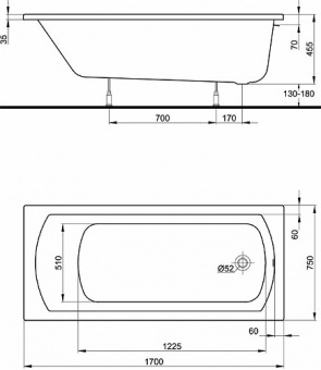 Акриловая ванна 170х75 KOLO Perfect XWP1070000  - Вид №2