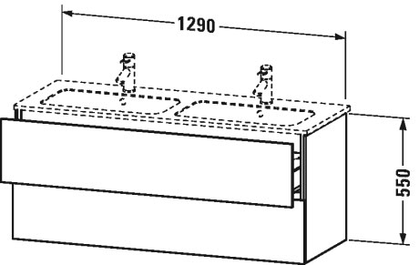 LC625809090 L-Cube Тумбочка подвесная Фланелево-серый шелковисто-матовый лак Duravit - Вид №1