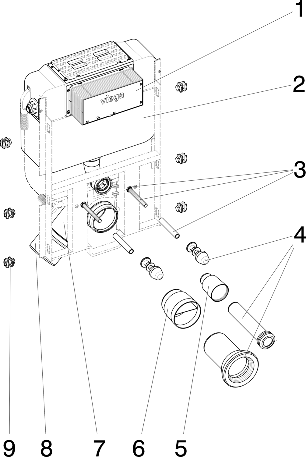 Системная техника  Steptec  Элементы для унитазов, модули для унитазов  Сверху VIEGA 718 978 1) Модель 8430.18 Santreyd  - Вид №3